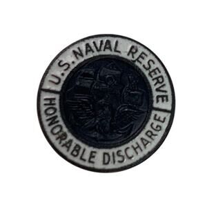 Vintage 1950s US Naval Reserve Honorable Discharge Lapel Button 3/4" Wide VG